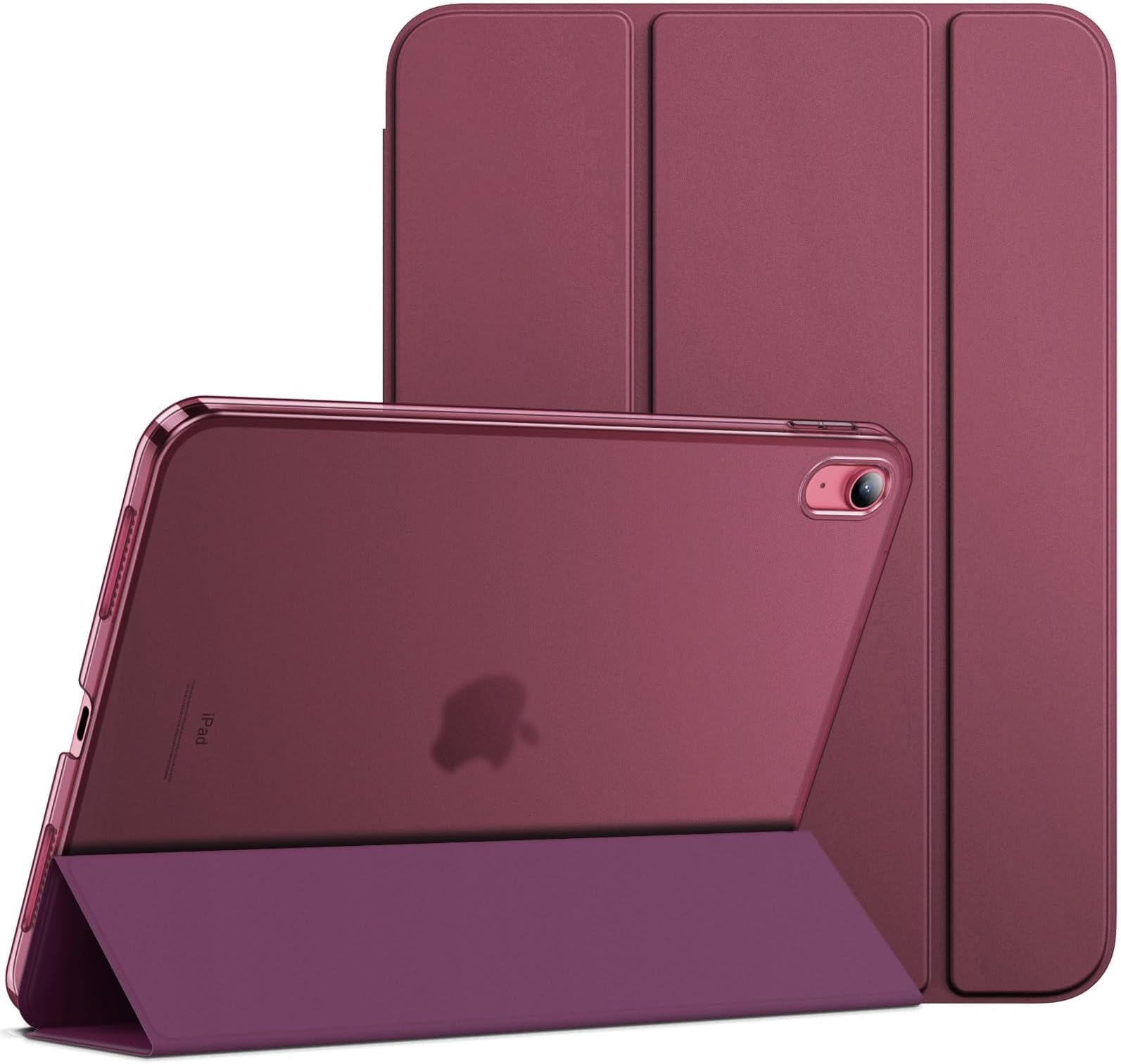 JETech Case for iPad (A16) 11th Generation 11 Inch 2025 / iPad 10th Generation 10.9 Inch 2022, Slim Smart Cover with Hard PC Translucent Back, Supports Touch ID, Auto Wake/Sleep (Wine)