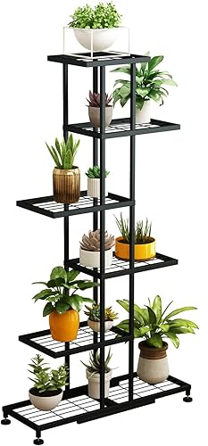 Twhep Soporte para plantas para interiores y exteriores, estante de metal de 5 niveles para macetas de flores, estante de exhibición de hierro