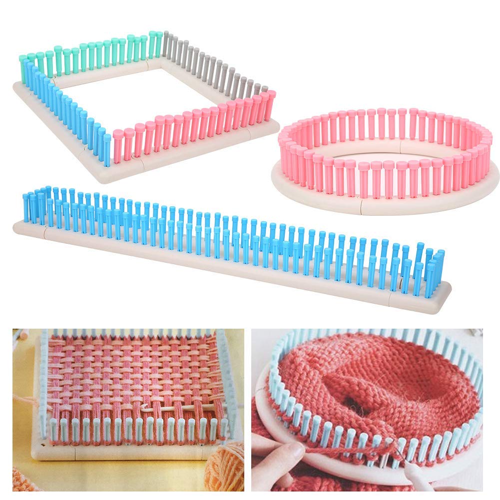 Crafts Knit Weave Kit, Knitting Board Weave Kit Multifunktionales Craft Yarn Crafts Knit and Weave Kit Mini Knitting Plastic Scarf Weaving Kit
