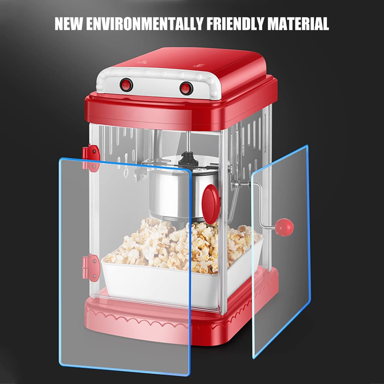 Macchina per Popcorn retrò da 330 W, Macchina per Popcorn Senza Olio, Macchina per Popcorn ad Aria Calda con Finestra panoramica per Home Cinema, Ce/Fcc/CCC/Pse