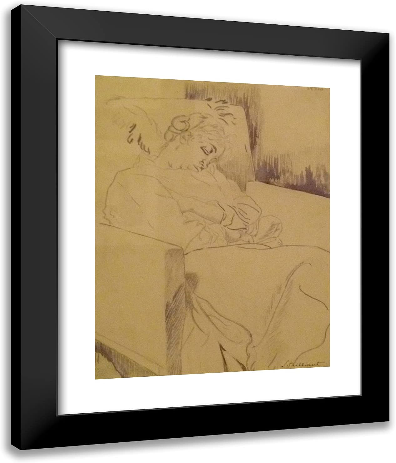 ArtDirect Spilliaert, Leon 20x24 Gold Ornate Framed Art Print with Double Matting Titled: Rachel Sleeping
