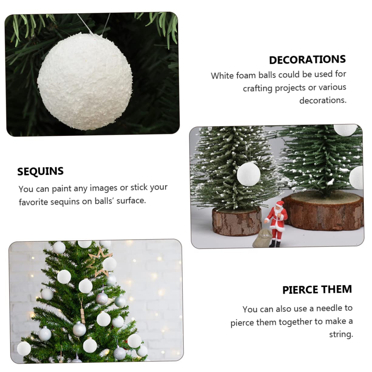 EXCEART 18 Piezas Bola De Nieve De Navidad Colgantes De Bolas De Nieve Bolas De Espuma para Manualidades DIY Bola Colgante De Navidad Bola De Navidad Artesanía Paseo El Plastico