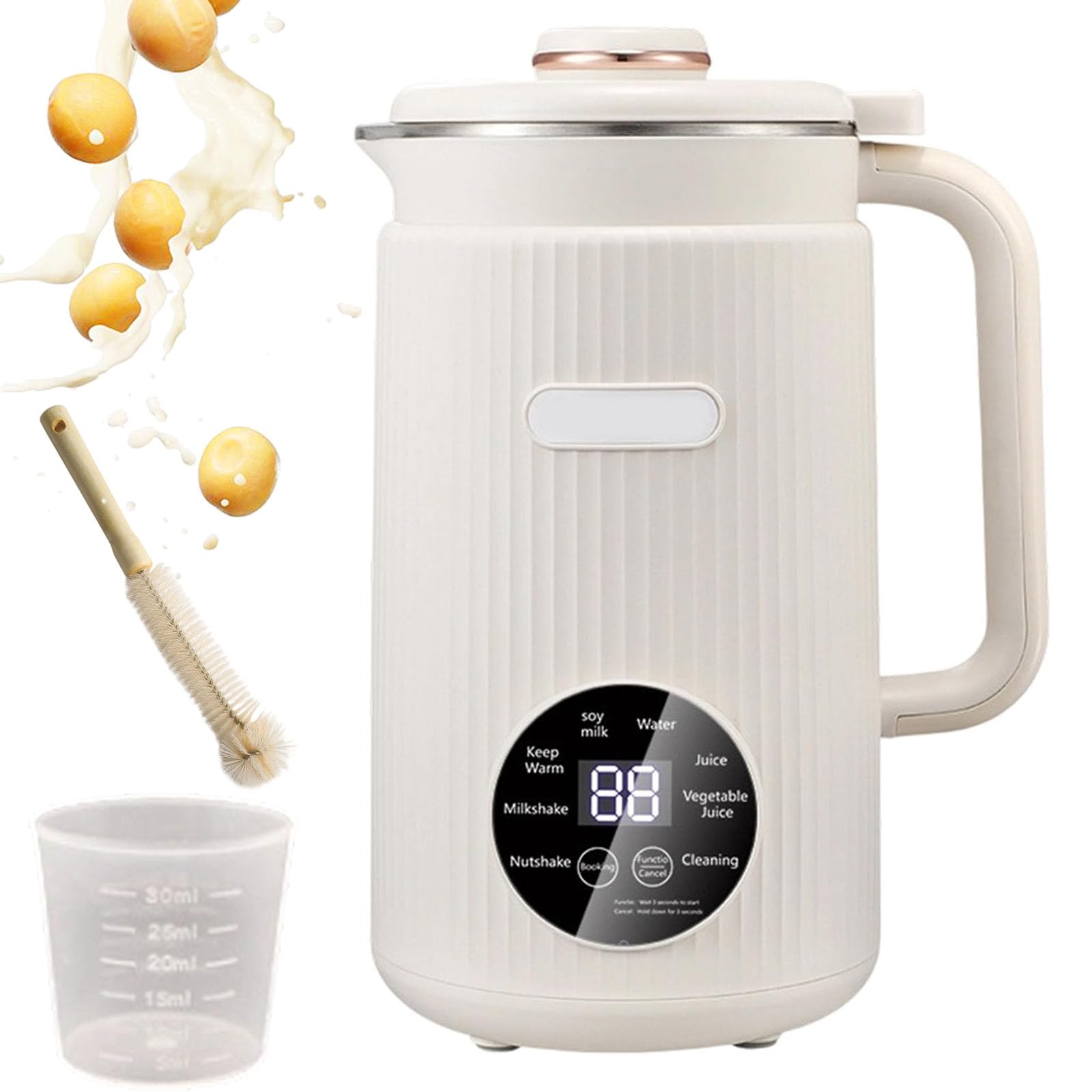 Macchina per latte vegetale 8 in 1, 1200 ml, per latte di soia, con funzione di mantenimento del calore per 8 ore e autopulente, per latte vegetale fatto in casa, avena, soia (bianco)