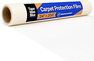 TapeManBlue Carpet Protection Film 24" x 200' roll, Self Adhesive Plastic Carpet Protector Film with Clean Removal & Easy Unwind, Durable Protection Tape to Shield Your Surface from Dirt and Spills