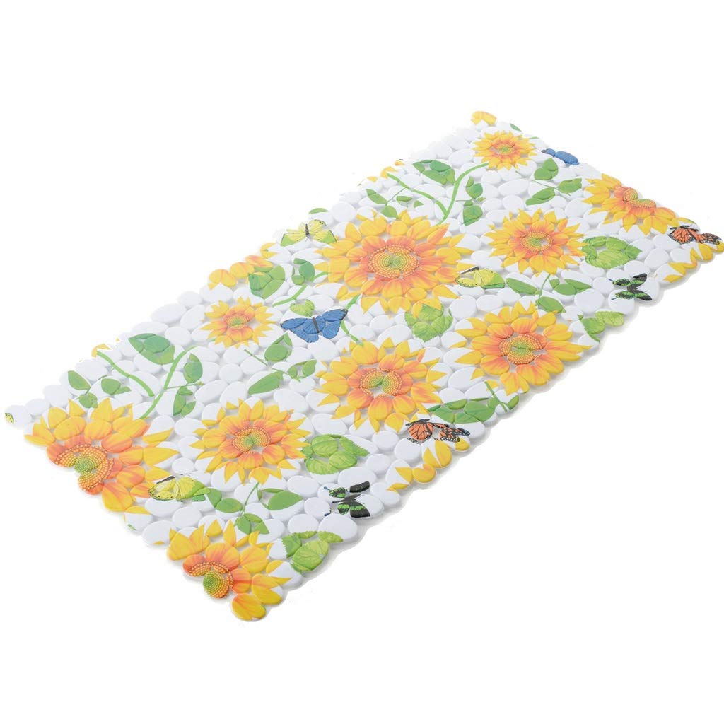 Tapis de bain anti-dérapant jaune extra long WENJUN 71x35 cm avec galets de traction pour douche