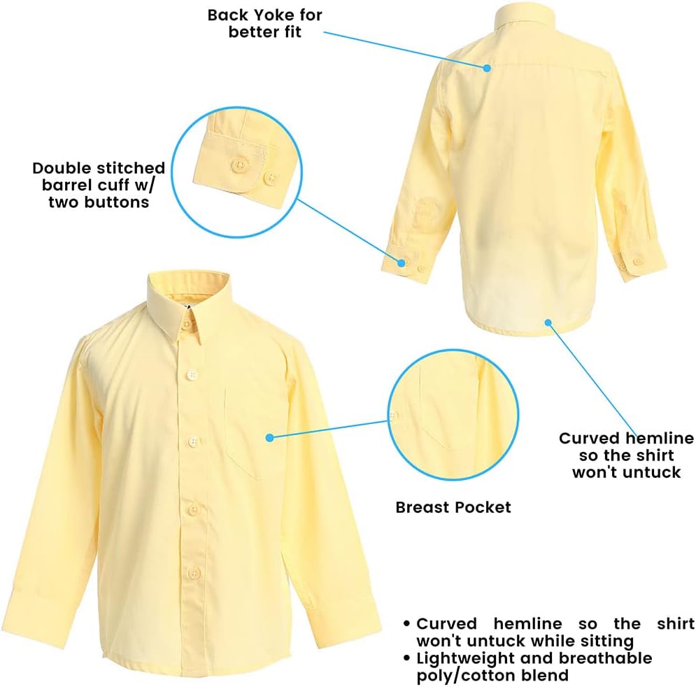 Boys Dress Shirts - Boys Button Down Shirt Long Sleeve - Camisa de Vestir para Niño