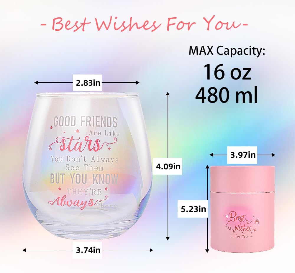 Friendship Gifts, Personalised Wine Glasses, Drinking Birthday Gift for Women, Men, Unique Friend Gift, Moving away Gifts for Her, Leaving Present Best Friend, Long-Distance (Friendship) - Image 3