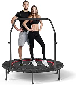 CLORIS Mini Trampoline for Adults Kids, Cardio Exercise Trampoline, Thick Steel Spring Fitness Workout Rebounder Trampoline Indoor Outdoor 5 Height Adjust Load 500lbs