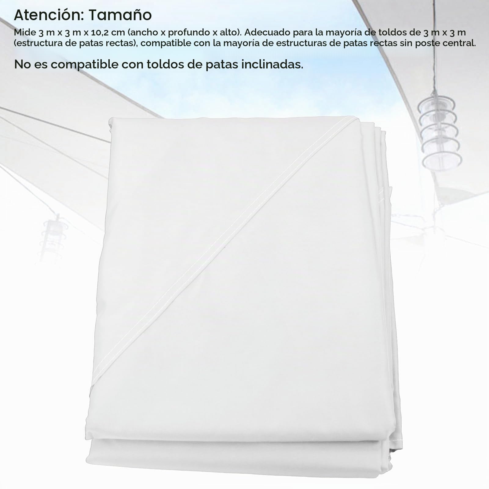 lyrlody Cenador 3x3m, Techo de Repuesto para Cenador de Jardín, Cenador Plegable Impermeable, Impermeable, Estable, para Marco de Dosel, Fiesta en el Jardín Al Aire Libre, 4 Esquinas