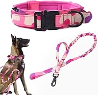 Vista 13 de Xqpetlihai Juego de collar y correa táctica para perro, collar ajustable de nailon militar para perro con mango de control y hebilla de metal