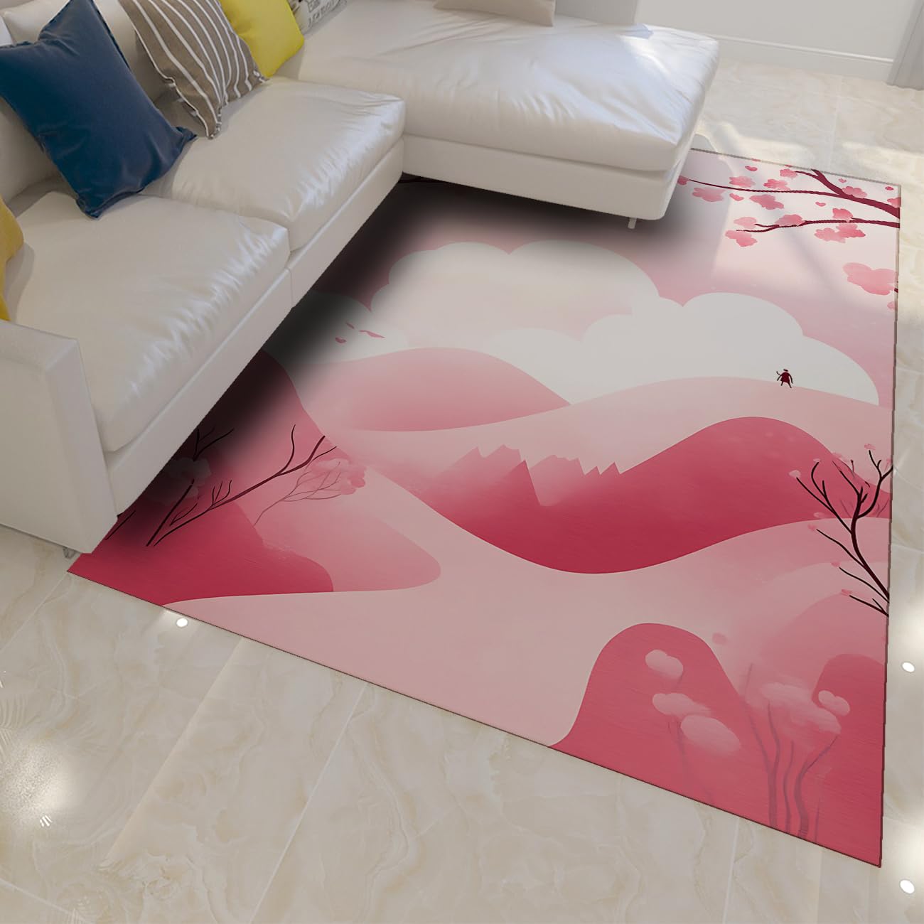 Tapis de salon rose mignon 180x270cm décoration chambre fille et dortoir