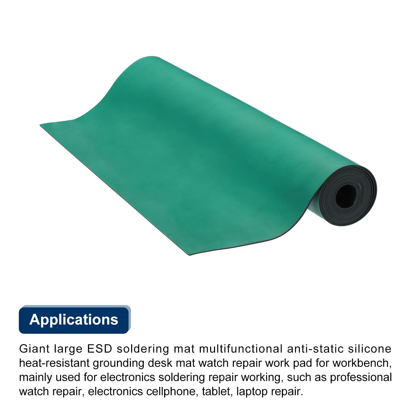 QUARKZMAN 100x60cm Gran Tapete de Soldadura de Silicona ESD Extra Grande de Alta Temperatura Antiestático para Banco de Trabajo con Conexión a Tierra para Reparación 1.6mm