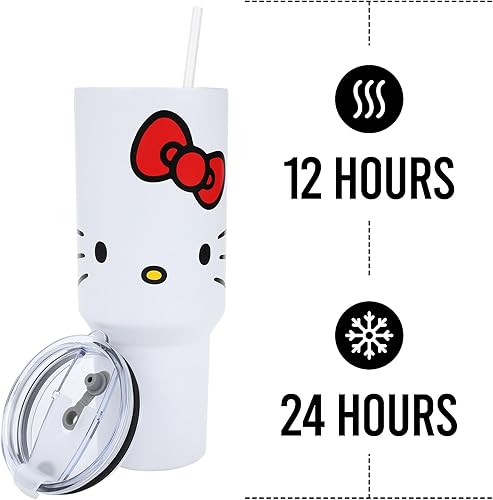 Miniatura 6 de Bioworld Hello Kitty - Vaso de acero inoxidable con tapa a prueba de fugas, 40 onzas