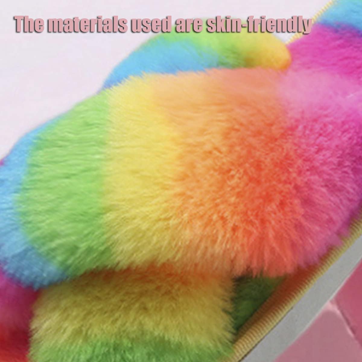 LightFun Girl's Fuzzy Fluffy Furry Slippers Fur Flip Flop Open Toe kids Slippers Cross Band Shoes Slides for Girls House Home Indoor Outdoor