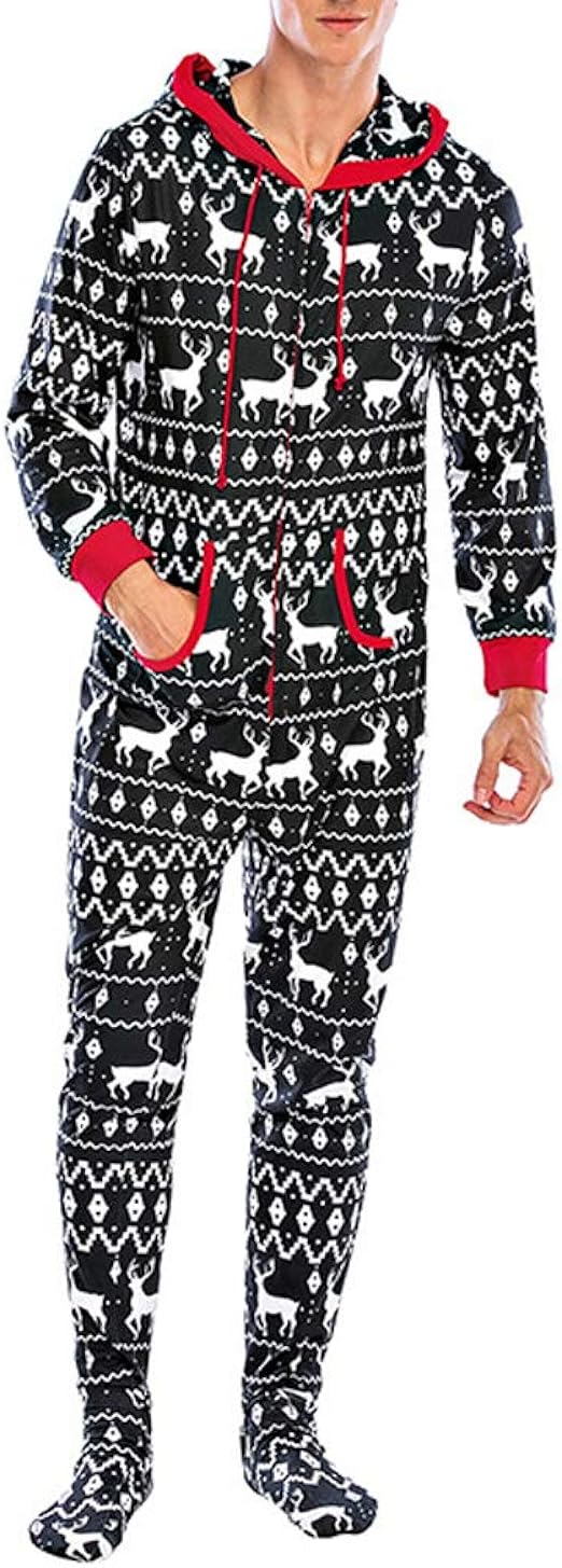 Men's Classic Thermal One Piece Footed Pajamas,UnisexAdult Onesie