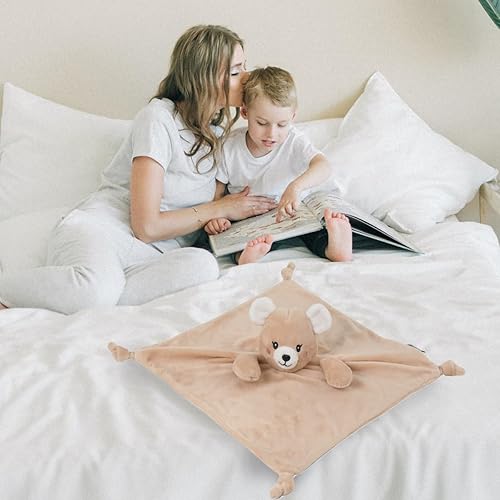 Miniatura 5 de KINREX Manta de seguridad de oso de peluche para bebés, toalla calmante de felpa suave, juguete de edredón unisex para bebé, compañero de sueño