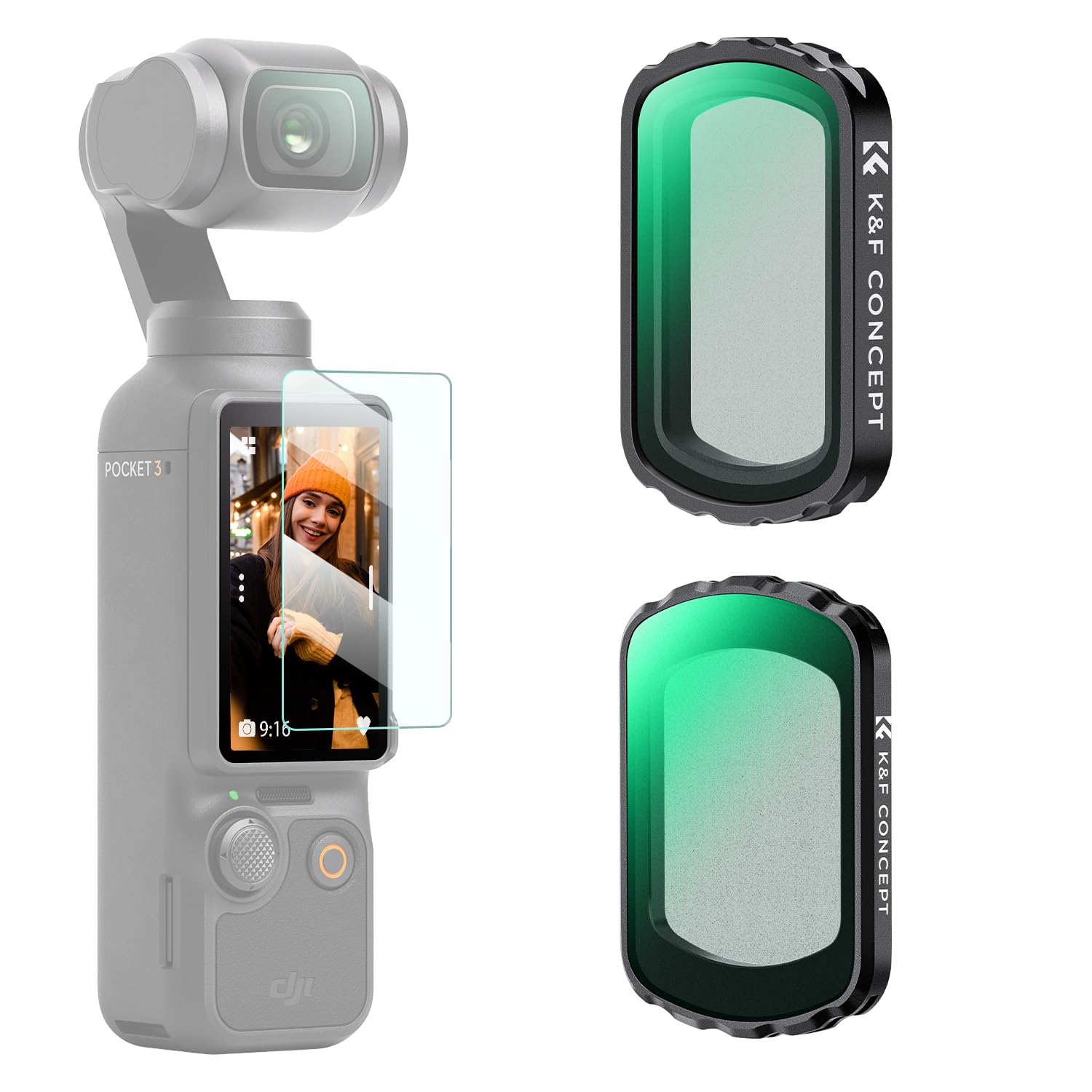 K&F CONCEPT Magnetic Black Mist Filter Set Compatible with DJI Osmo Pocket 3 Creator Combo, Black Diffusion 1/4 & 1/2 Effect Lens Filter Kit,