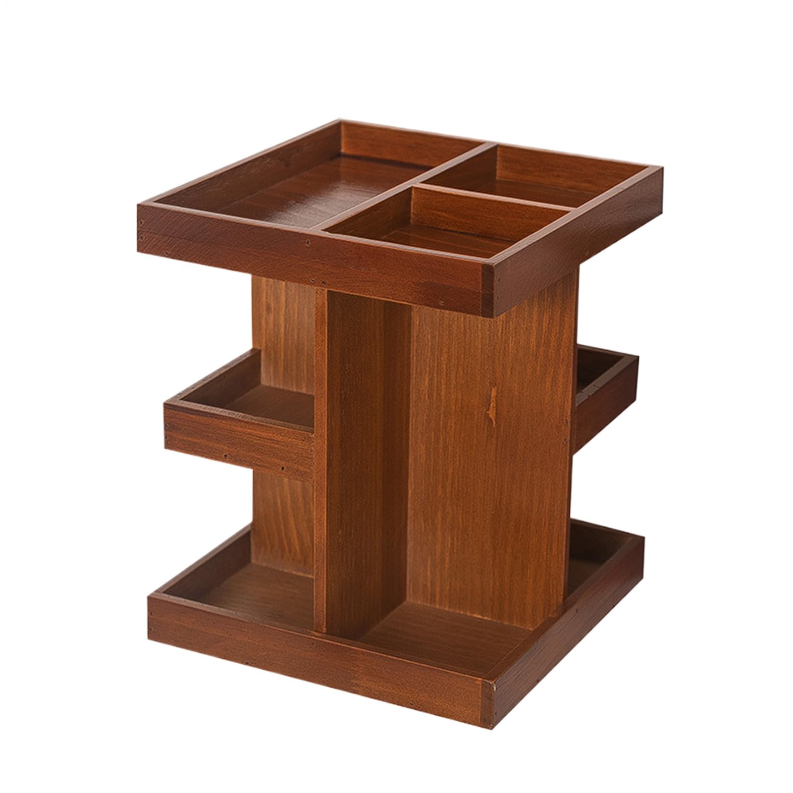 Organizer Trucco Girevole Espositore In Legno Stile Rustico | Organizer Trucco Girevole 360° Da Piano Organizzazione cosmetici, profumi e cura della pelle per bagno, camera e toeletta
