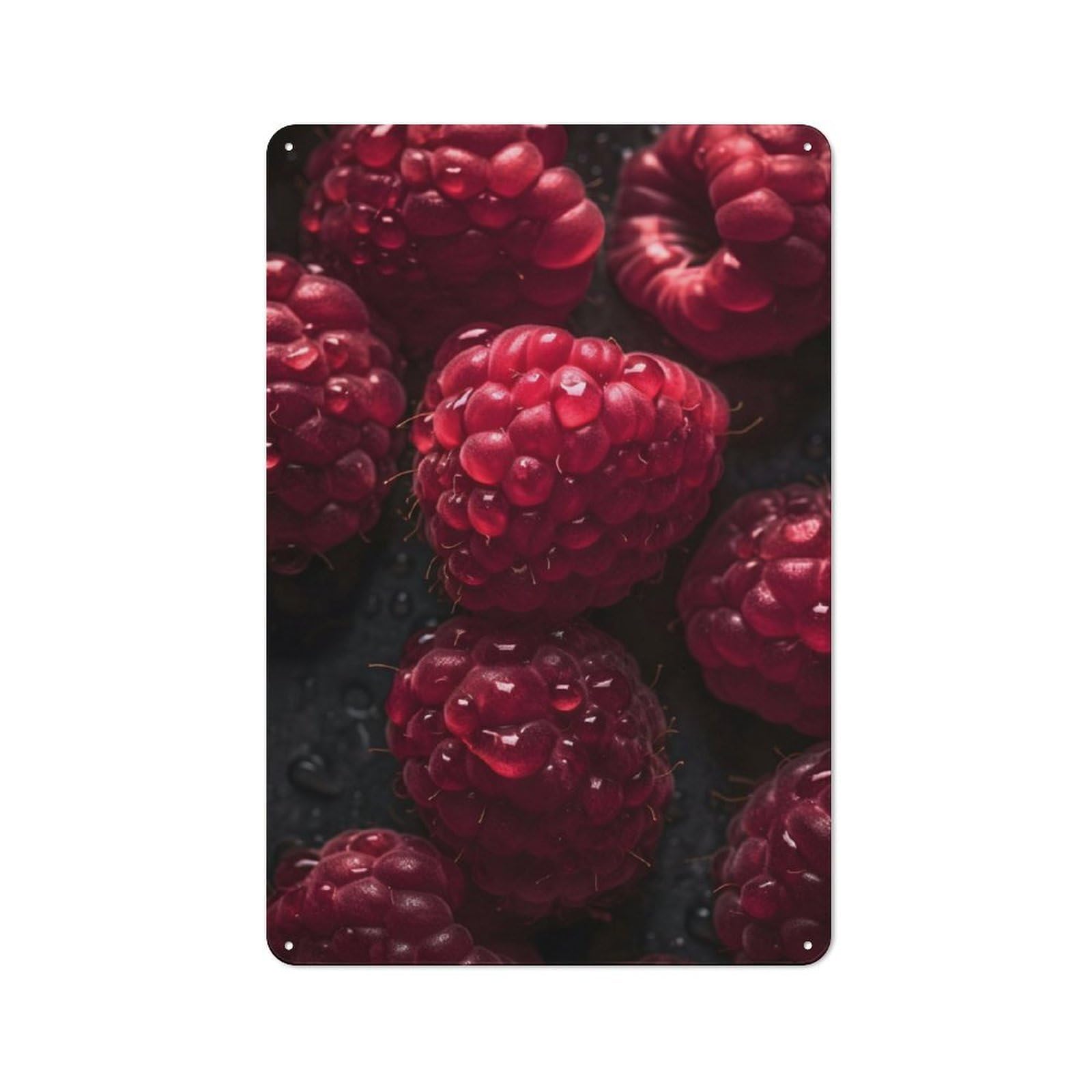 Junmoney Tasty Raspberries Rustic Tin Sign 30X20cm For Living Room Or Hallway, A Metal Wall Feature For Living Rooms And Hallways