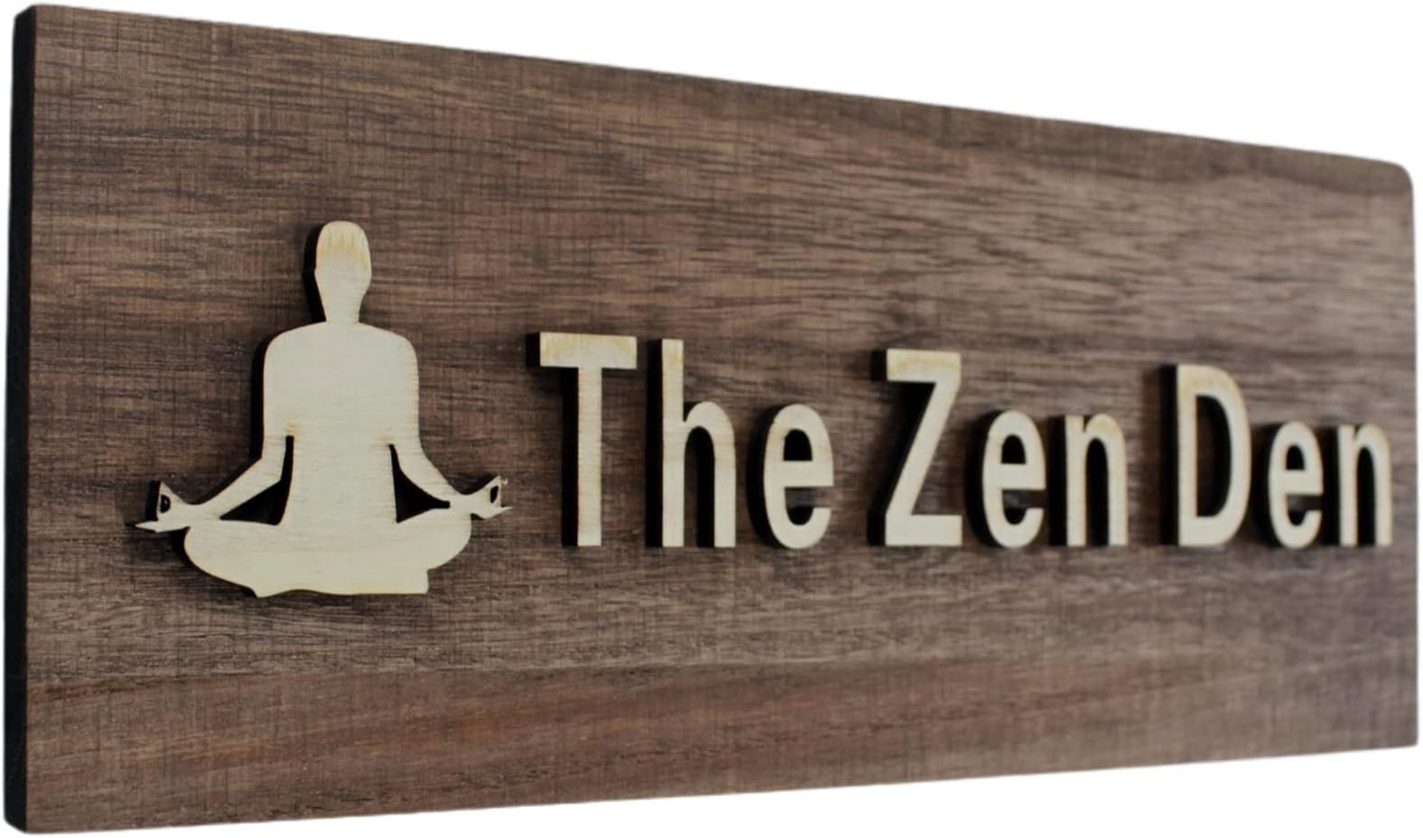 The Zen Den signs Room Decor Meditation in Progress Wall Hanging Sign,Inspirational Wooden Door Plaque for Yoga Studio Bedroom Decoration (Brown)