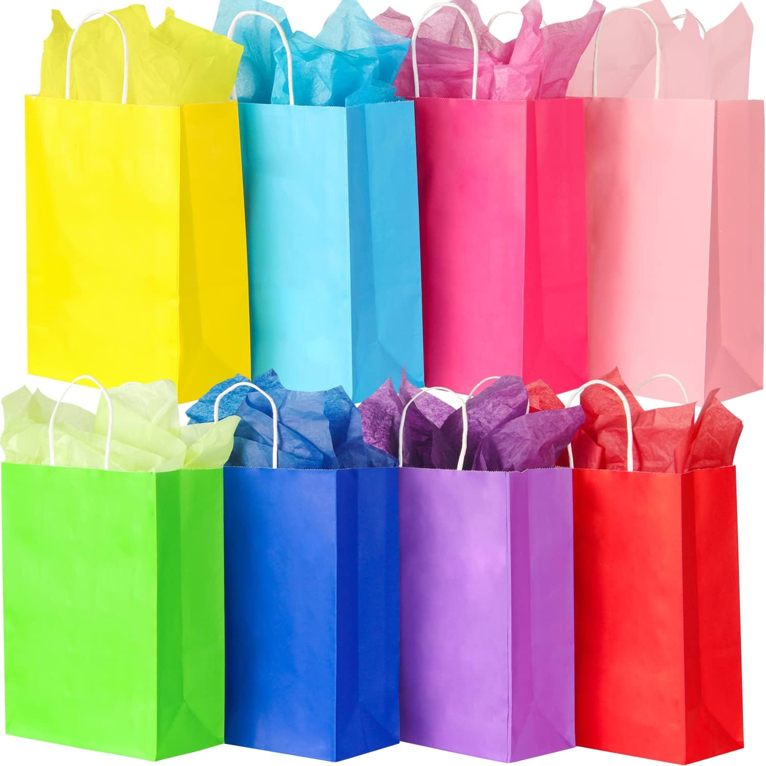 PINWATT 32 Pieces Gift Bags with 32 Tissues, 10.6" Gift