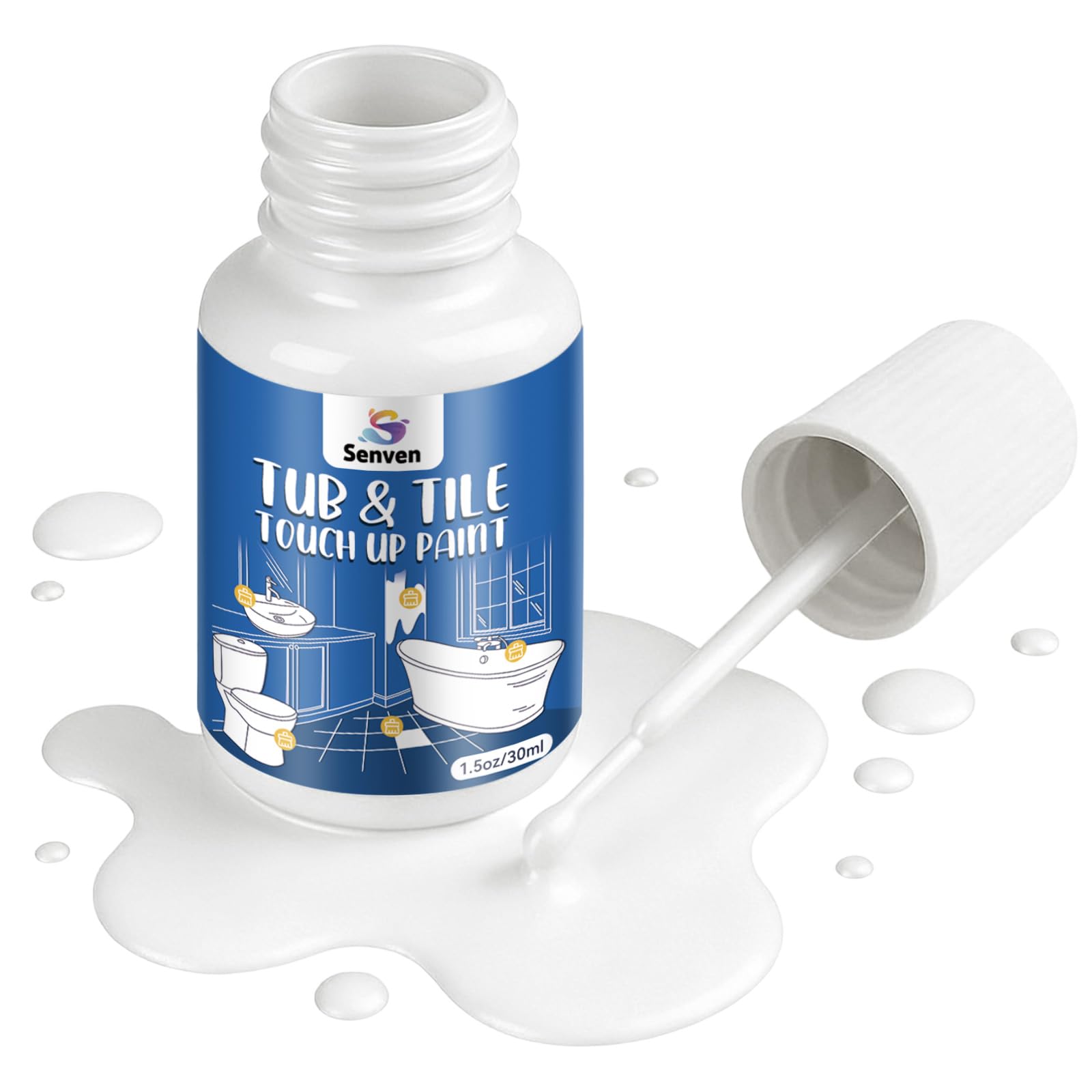 Photo 1 of Porcelain Sink White Touch Up Paint, Gloss Tile Paint, Porcelain Repair Kit & Appliance Paint for Chips, Scratches, Cracks Spots on Enamel, Acrylic, Porcelains, Sink, Tubs, Bathtub, Appliances, Metal