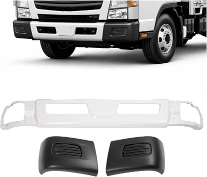 ALMULOO Front Bumper Assembly Compatible with 2012-2022 Mitsubishi Fuso Canter FE85D FE140 FE145 FE160 FE180 FG4X4 Steel+Plastic