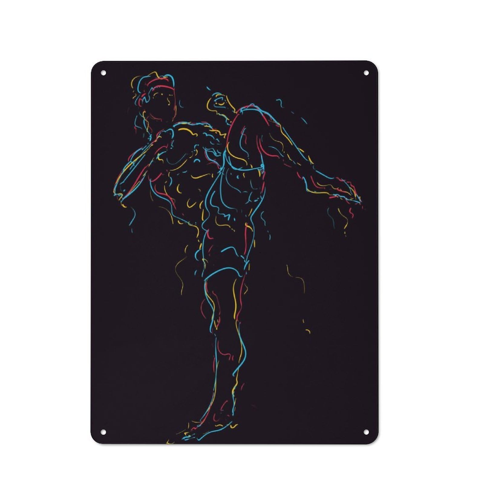 Junmoney Martial Art Pop Art Printed Metal Sign, Bright Printed Design, For Bathroom, Laundry, Guest Toilet Or Utility Area, 40X30cm