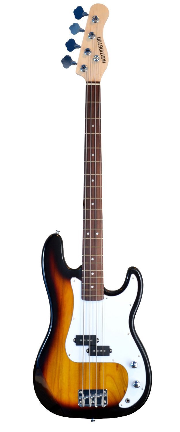 Full Size 4 String Precision P Electric Bass (Base) Guitar Sunburst with Free Lessons, 10w Bass (Base) Amp & Gig Bag, Strap, String, & DirectlyCheap(TM) Blue Medium Guitar Pick