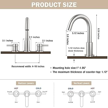 Qomolangma Bathroom Faucets for Sink 3 Hole, 8 inch
