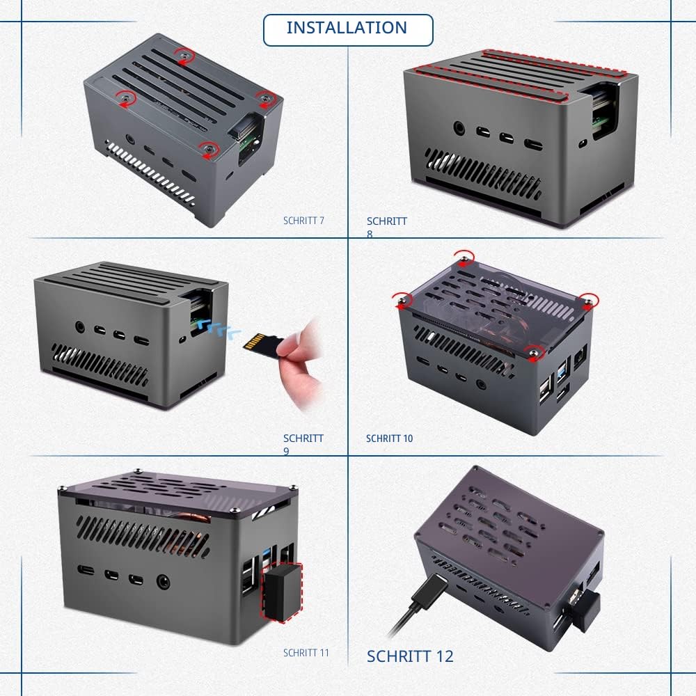 GeeekPi Aluminium NAS Gehäuse mit Ice Tower Kühler,M.2 SATA SSD Adapterplatine, Passive Gehäuse mit 4007 Ultra-Quiet PWM Lüfter für Raspberry Pi 4 Model B 2GB 4GB 8GB