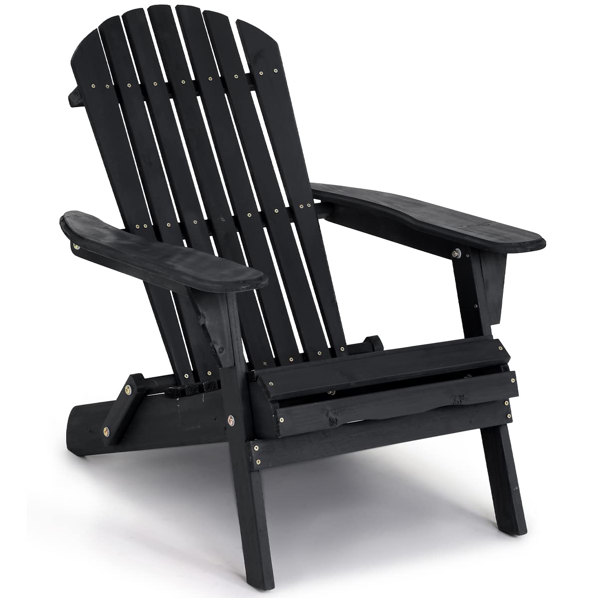 Juego de 2 sillas plegables Adirondack for patio, resistentes a la intemperie, plegables, for exteriores, de madera maciza, reclinables, resistentes, for terraza, césped, patio trasero, jardín, GRIS/6