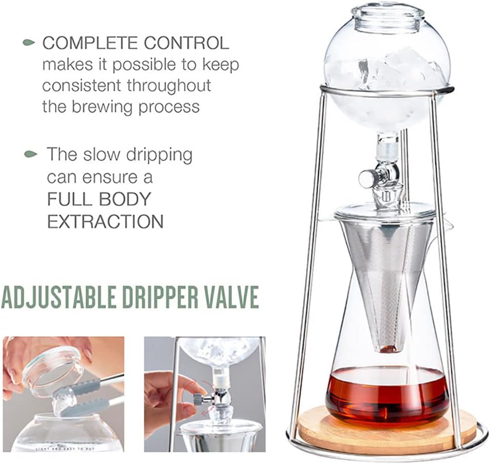 Cold Brew Coffee Maker,Cold Drip Coffee Machine with Adjustable Stainless Steel Filter,Cold Brew Coffee Tower Iced Coffee Brewer for Home and Office