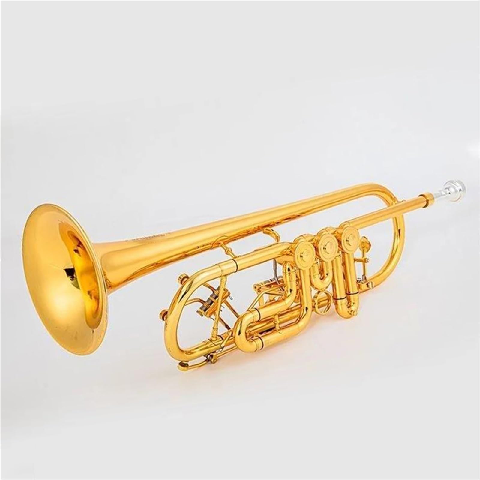 Trompete B-Trompeten-Drehventil B-Typ Flachmessing Gold Flachschlüssel Professionelles Trompeteninstrument