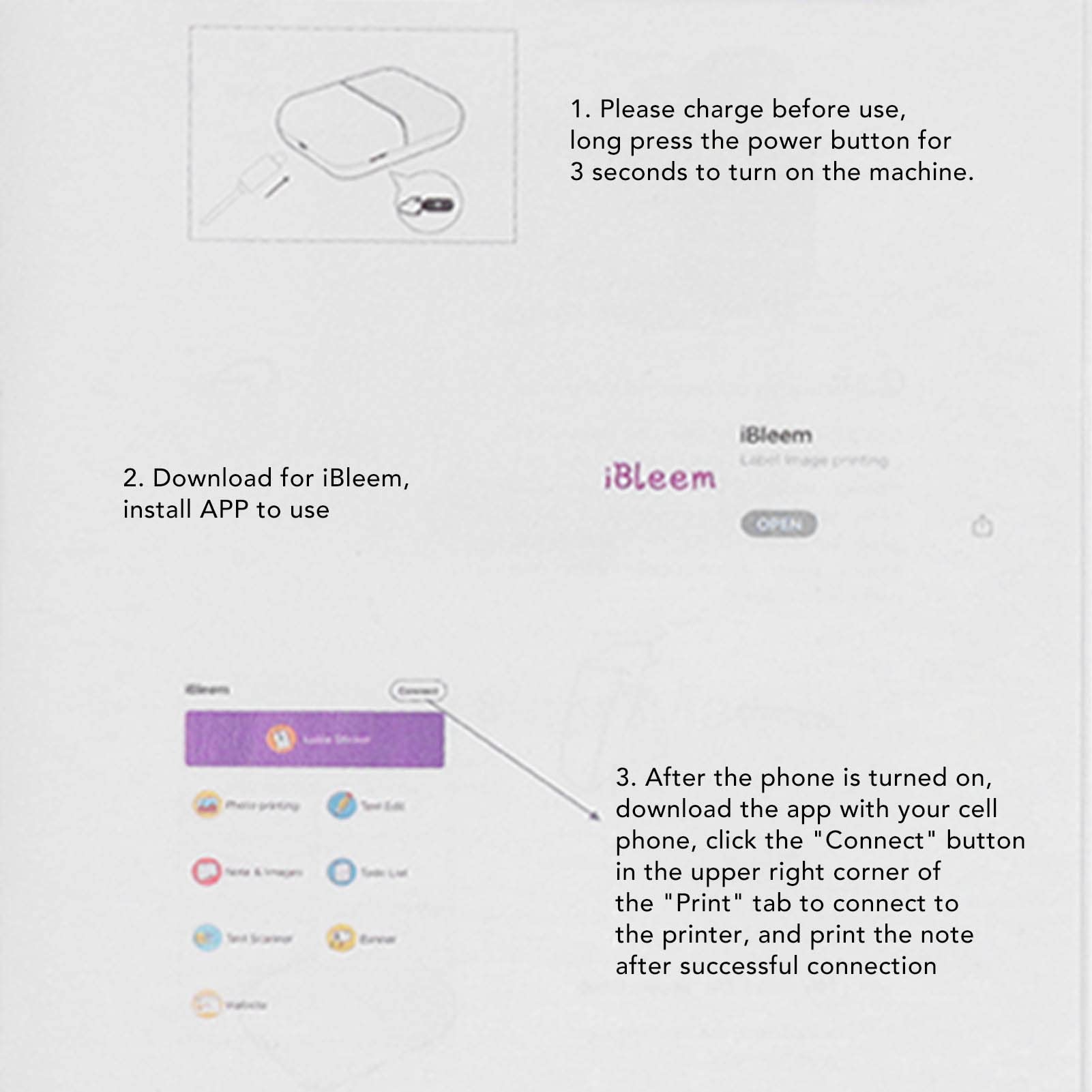 TANIQIACA Thermal Printer Direct Connection, USB Charging 1000mAh Mini Picture Printer, 203DPI Portable with Printing Paper Pink