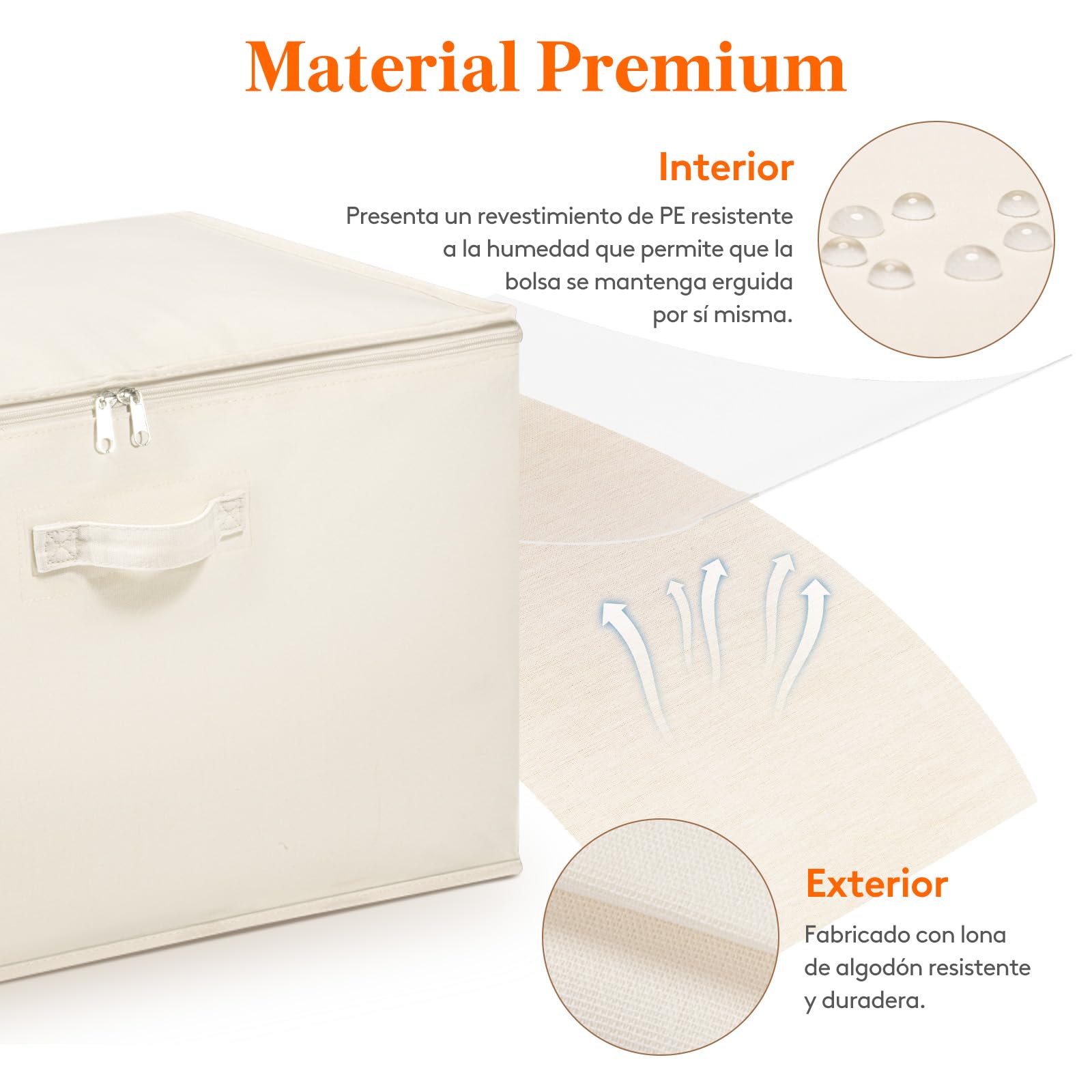 Lifewit Juego de 4 Cajas Almacenaje Ropa 90L, Bolsas Plegables para Guardar Ropa con Ventana Transparente, Bolsas Almacenaje para Armario, Edredón, Mantas y Mudanza, Beige