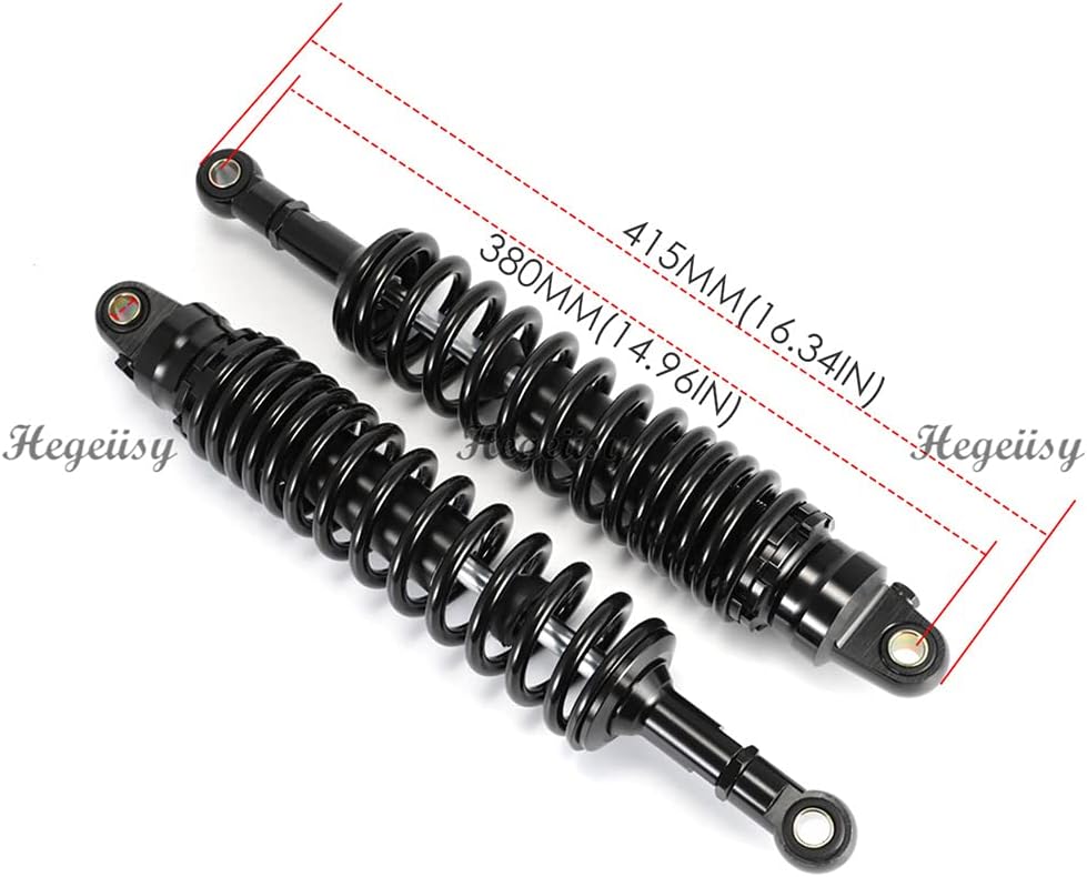 360mm 380mm 400mm 420mm Universal Motorbike Air Shock Absorber Rear Suspension ATV Quad Scooter Dirt Bike For YZF-R1 YZF-R6 YZF-125 XC EXC XCF (Black, 14.96 inch 380mm)