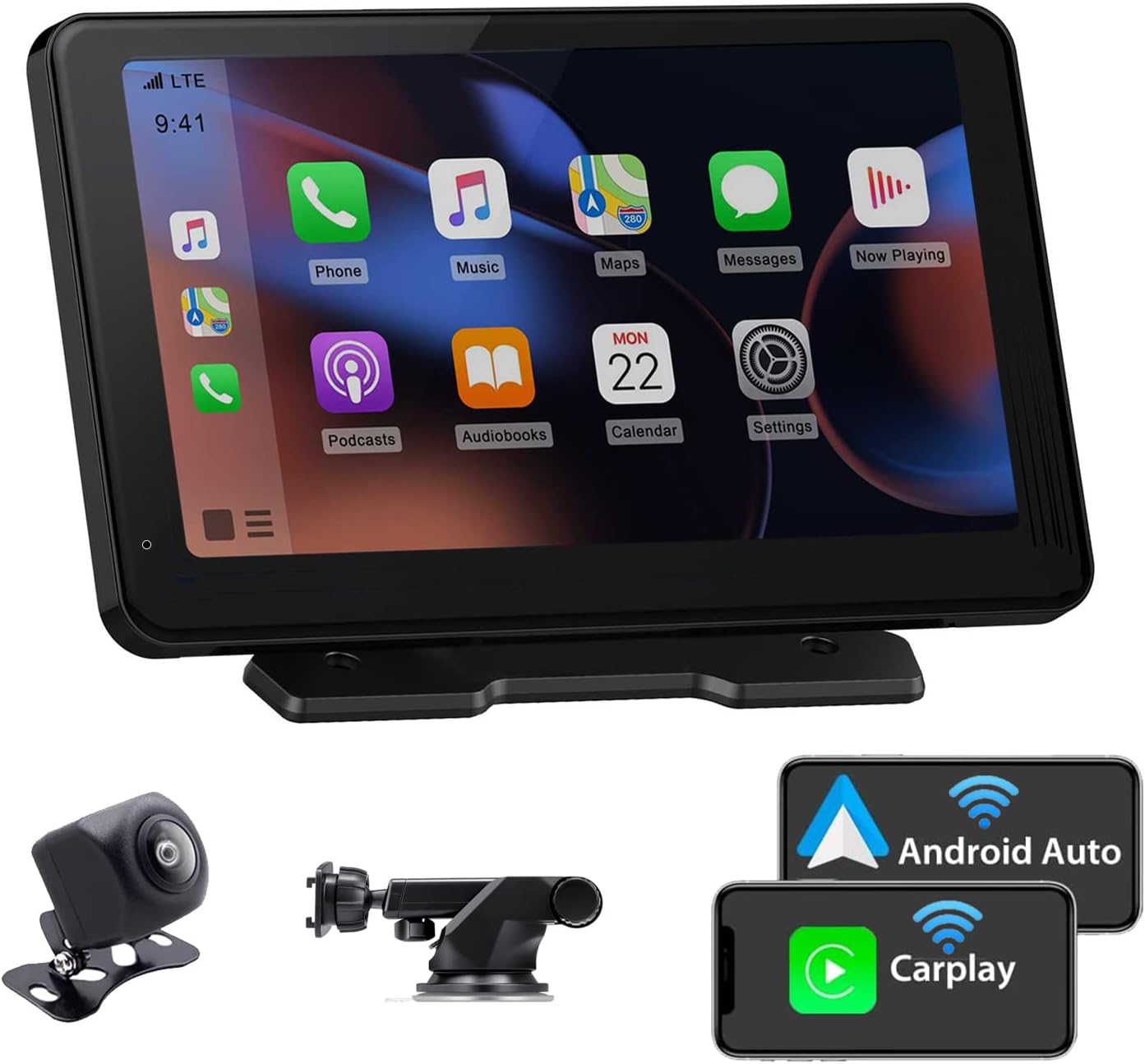 Alondy Tragbares Autoradio Wireless Apple Carplay/Android Auto 7 Zoll