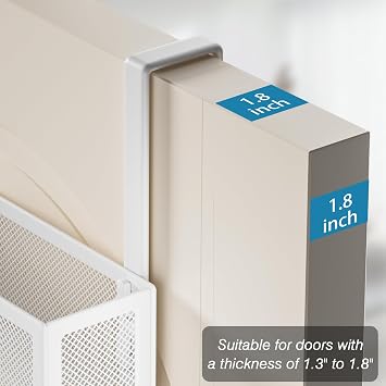 Over The Door Hooks Organizer, Over Door Storage with 12 Coat Hooks and 2 Mesh Basket, Bathroom Door Organizer Towel Rack Back of Door Hanger Organizer for Bedroom, Kitchen(White) | 12 Coat Hooks and 2 Mesh Basket,Space-Saving,Back Storage Organizer,Over The Door Towel Rack,for Bathroom,Bedroom,Kitchen