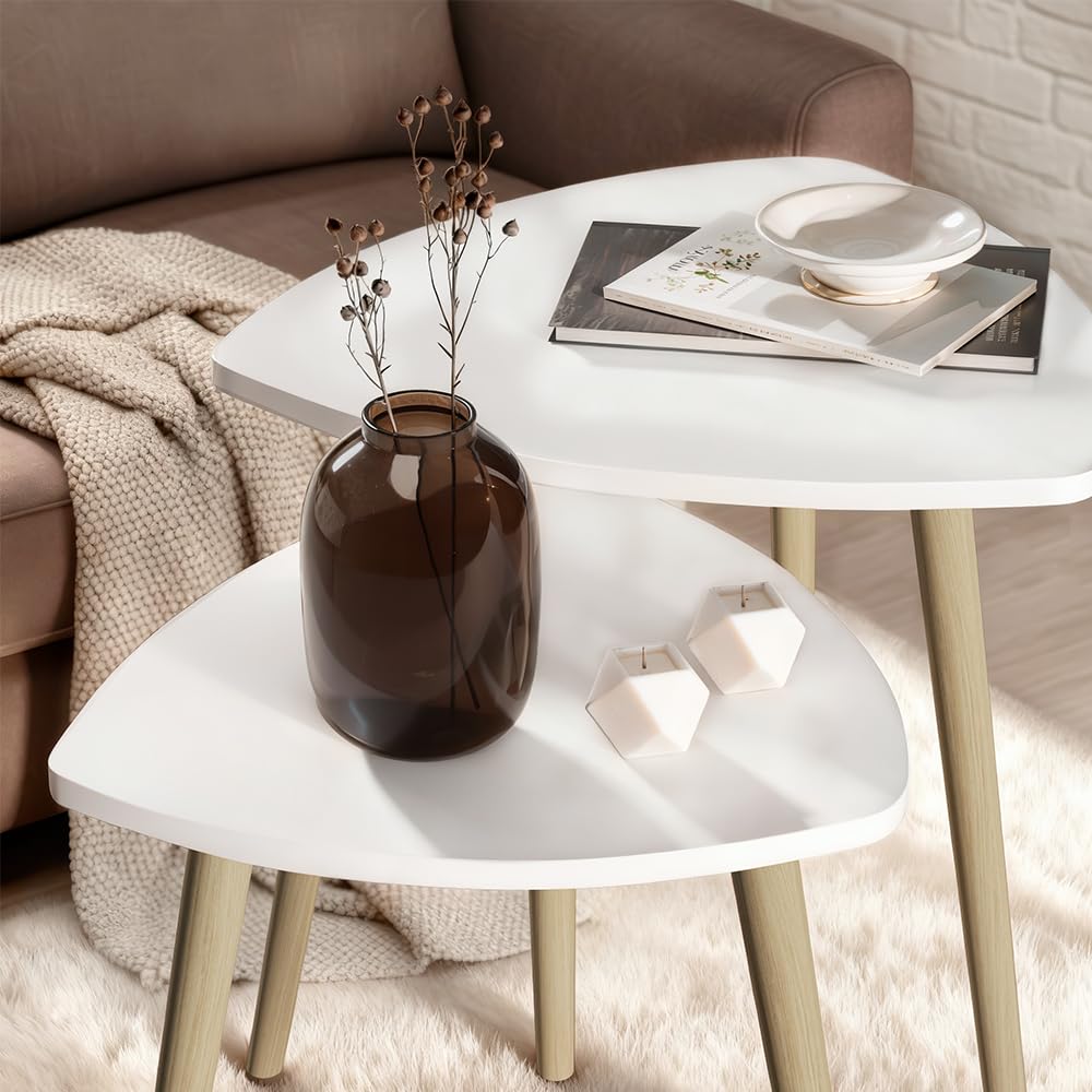 Vicco Tavolino da caffè Twino, Bianco/Sonoma, 48 x 45 cm