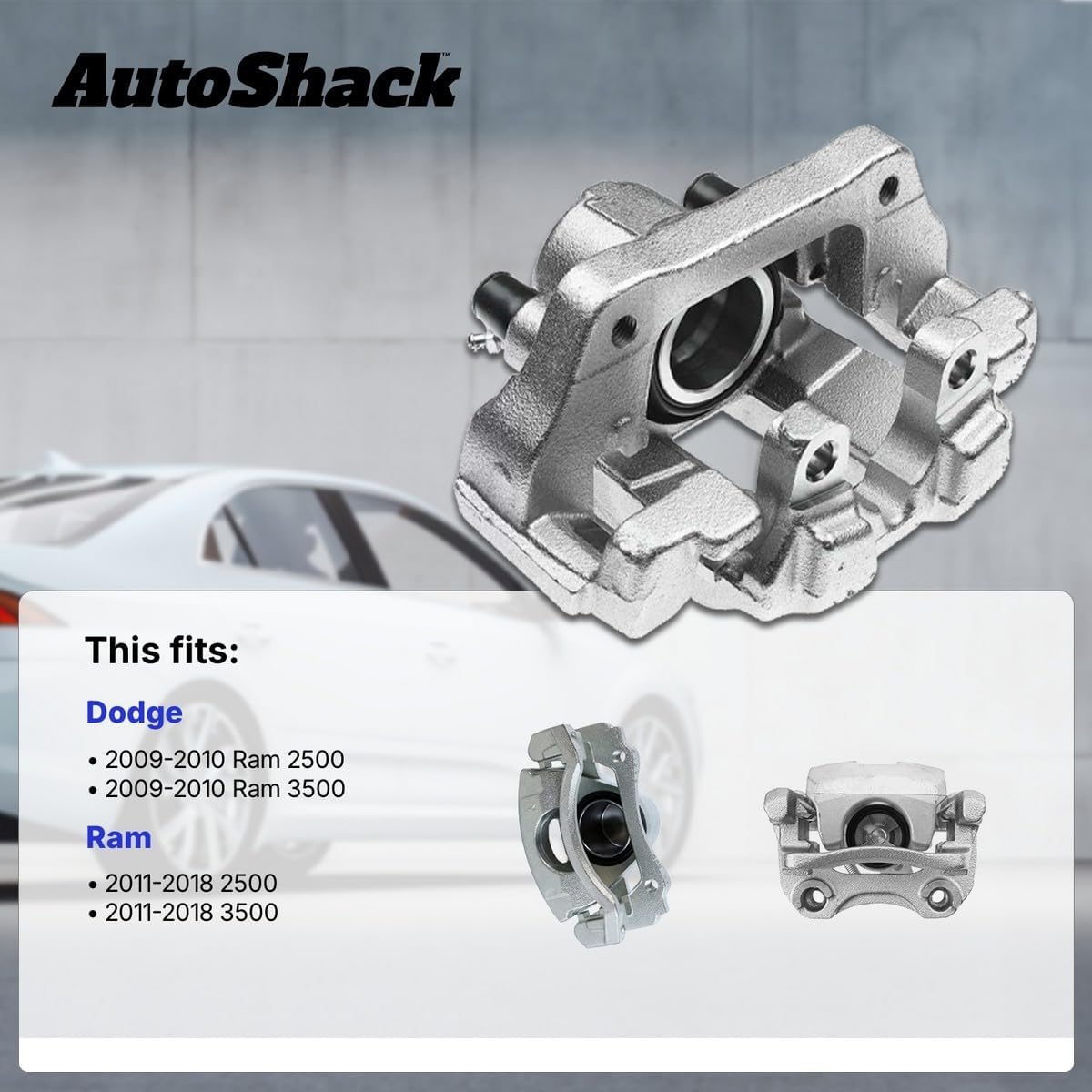 AutoShack Rear Brake Calipers Left & Right Replacement for 2011-2018 Ram 2500 2011-2018 Ram 3500 2-PC Set