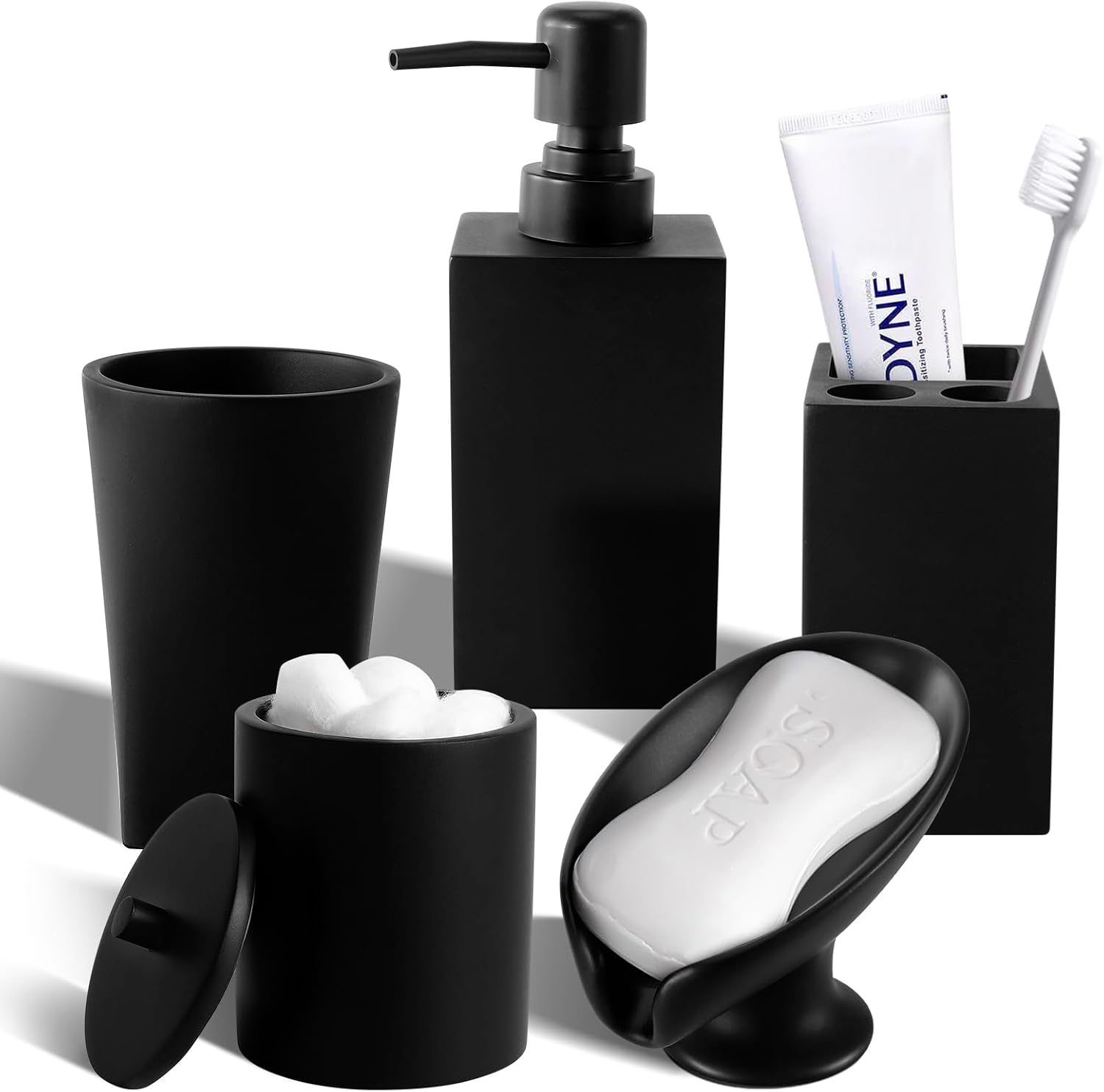 Amazon.com: Black Bathroom Accessories Set,5Pcs Resin Black Bathroom ...