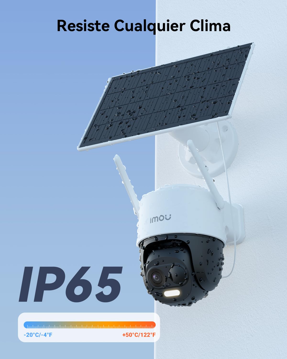 Imou 2K Cámara Vigilancia WiFi Exterior Solar, Cámara Sin Cable de Batería Duración de 365 Días de 5000mAh, Visión Nocturna en Color, Detección de Humana, Cell PT 2C 3MP y Panel Solar