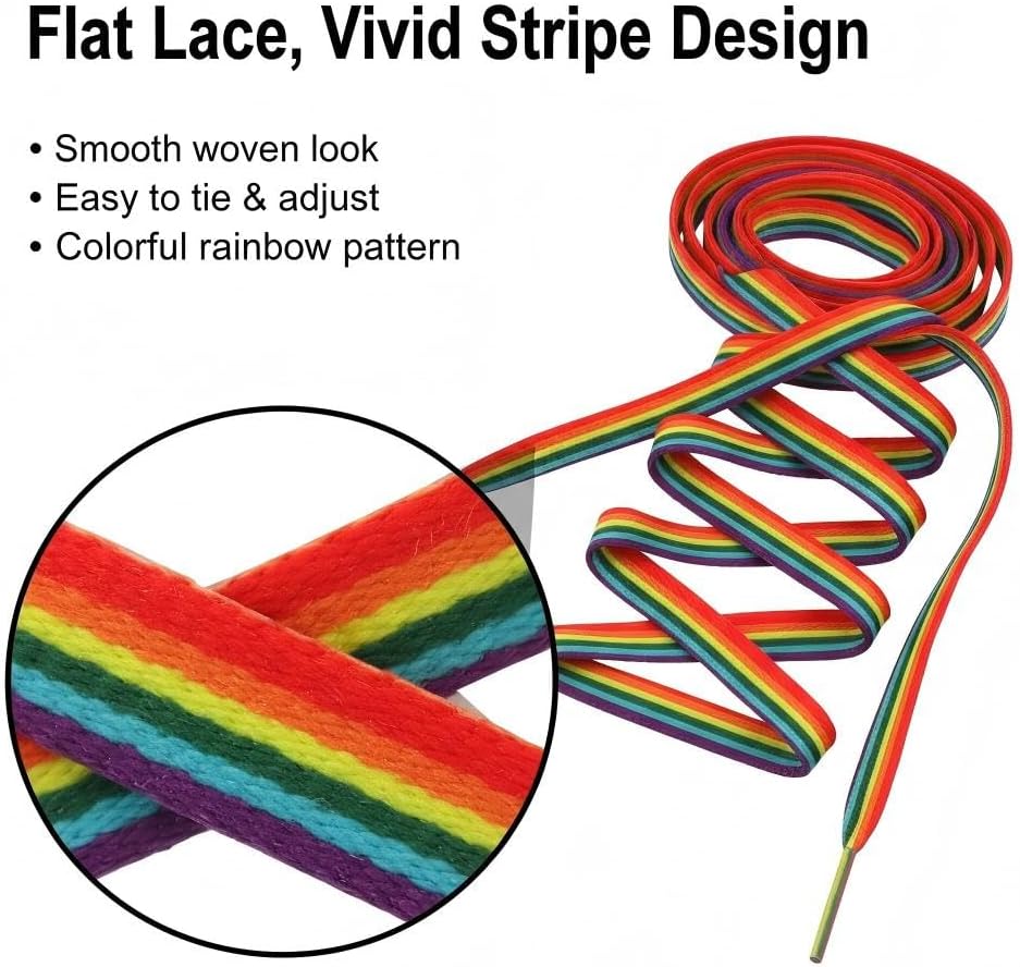 3 Pairs Vibrant Rainbow Shoelaces for Sneakers, Colorful Laces for Canvas Shoes - 65 Inches (Set of 3)
