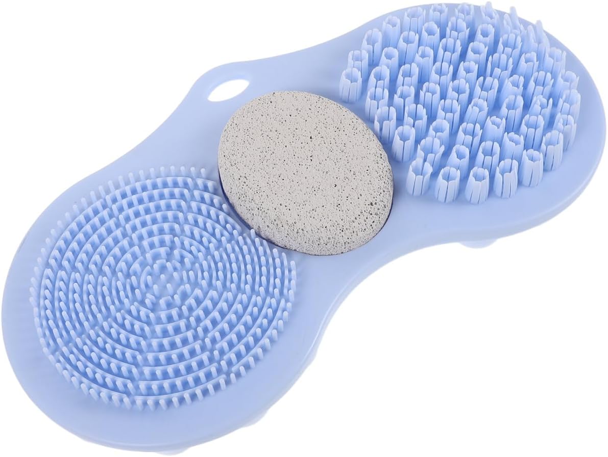 GALPADA Shower Foot Scrubber Mat Silicone Exfoliating Foot and Back Massager Pad with Non Slip Suction Cups for Gentle Care and Relaxing Shower Use Blue Bathtub Feet Scrubber Mat