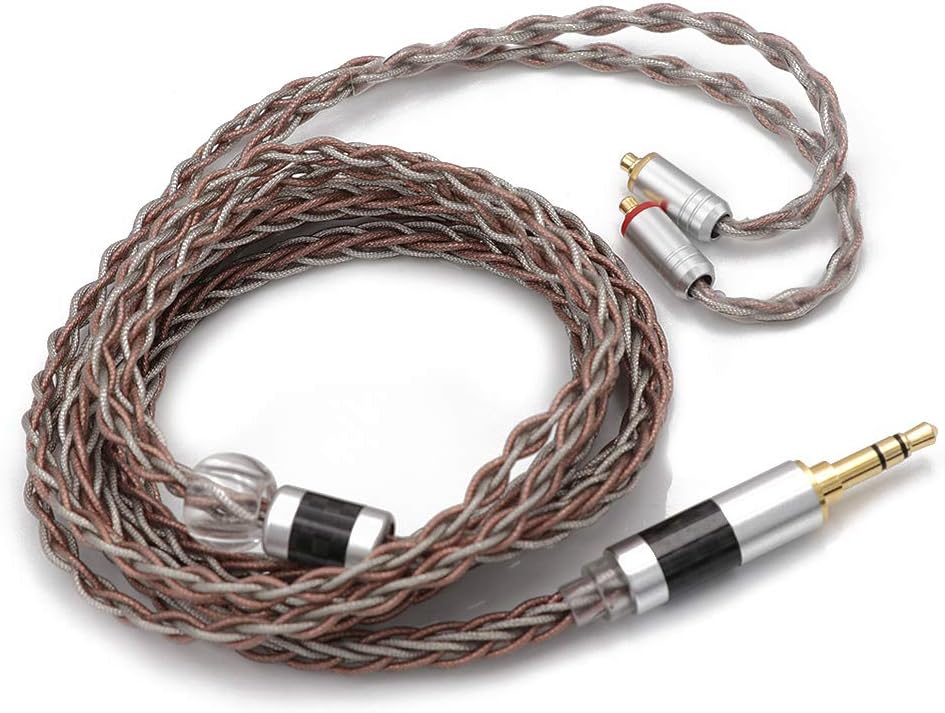TRIPOWIN Linsoul C8 8-Core Silver Copper Foil Braided Earphone Upgrade Cable, Tinsel Silver Copper Wire for UE900s SE215 SE425 TIN Audio T2 T3 BGVP(3.5mm Plug, MMCX Connector)