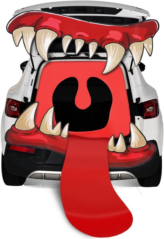 JOYIN Halloween Trunk Or Treat Car Decorations Kit, Big Mouth Monster Stickers Decor, for Haunted House Outdoor Indoor Archway Garage SUV Lawn