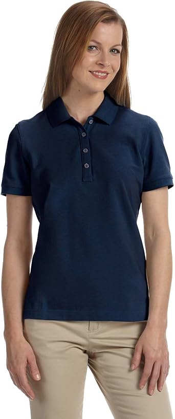Womens Slim-cut Ashworth Classic Solid Pique Polo, Navy, M