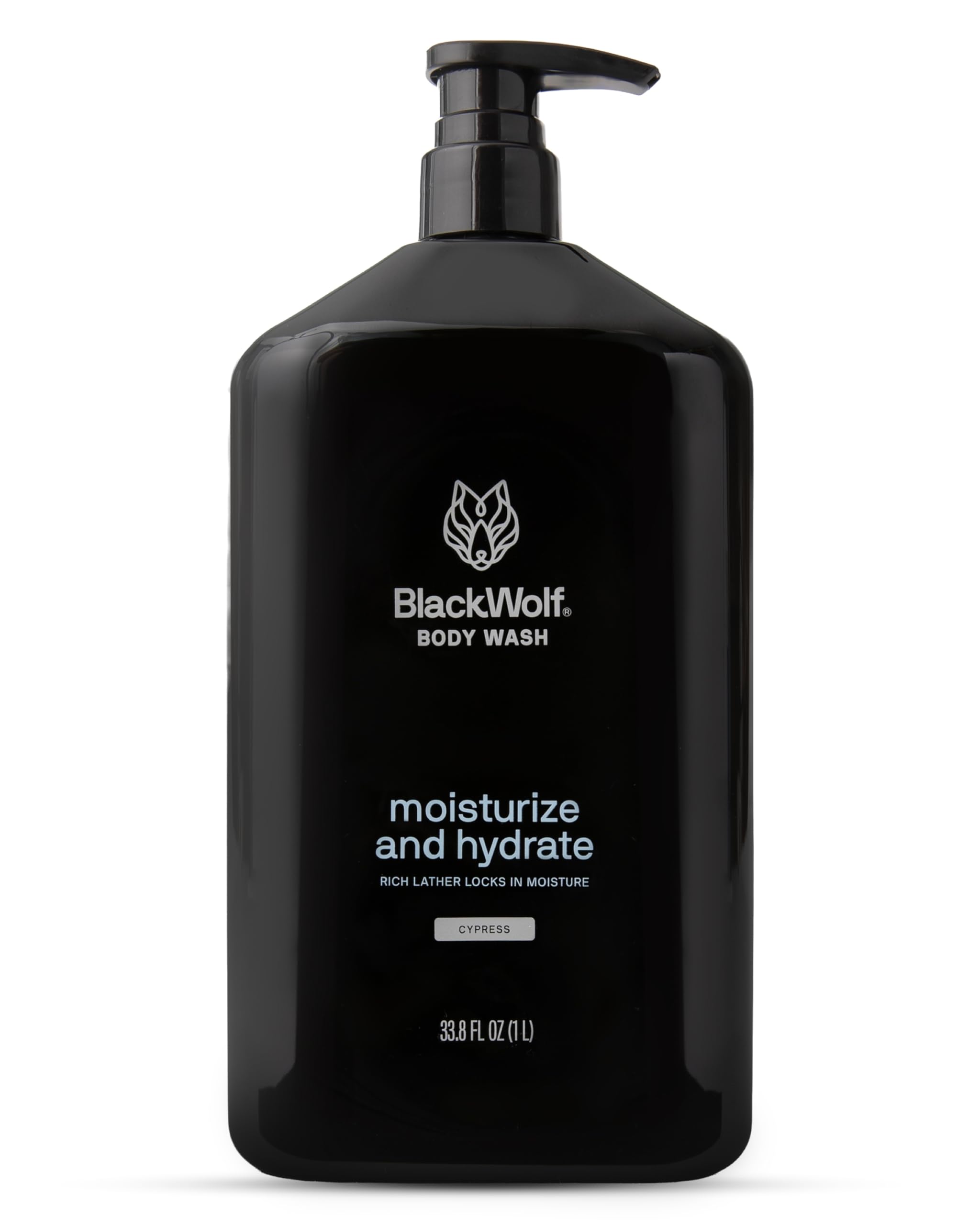 Black Wolf Moisturizing Body Wash for Men Sandalwood - Mens Bodywash for Dry Dehydrated Sensitive Skin - Shower