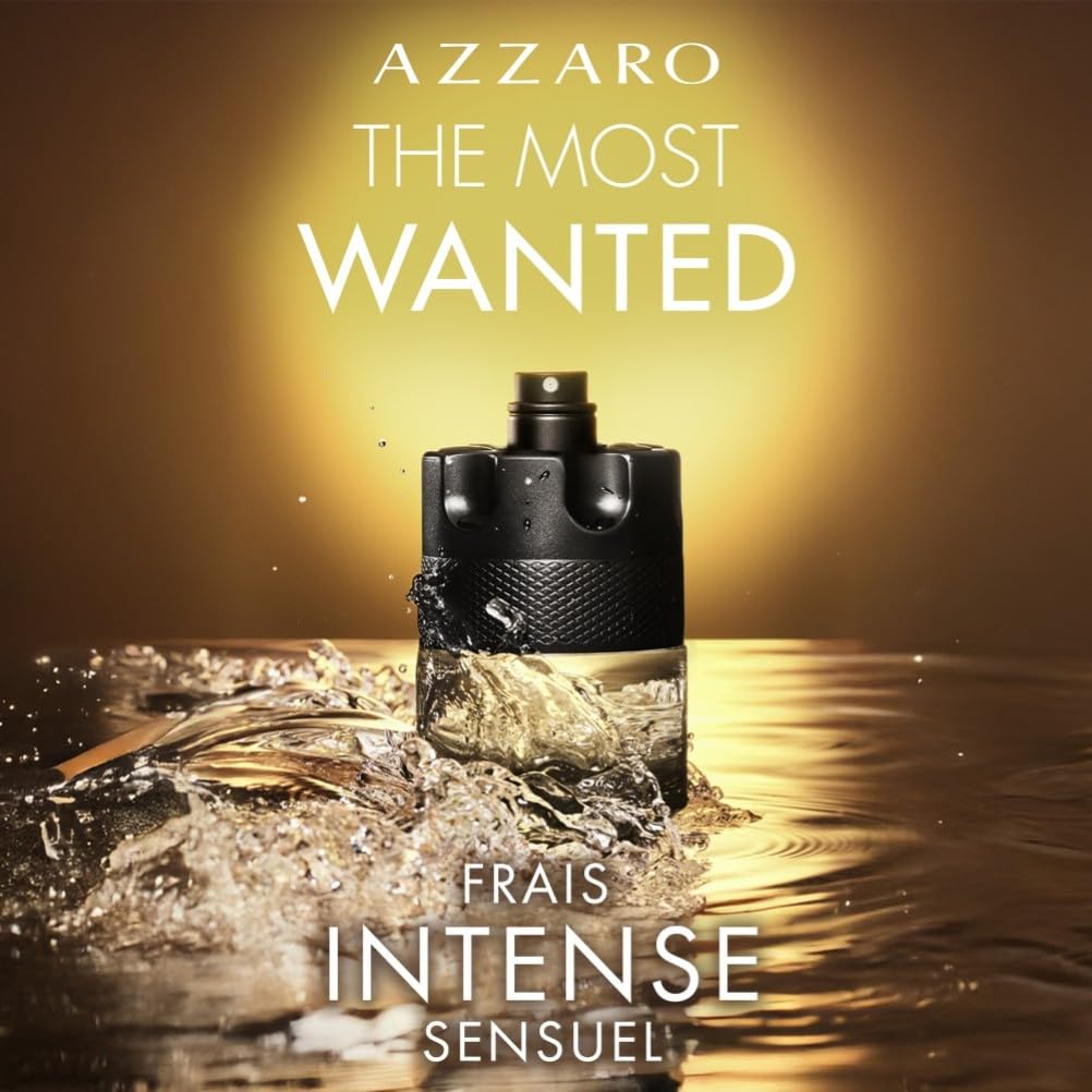 AZZARO The Most Wanted - Eau de Toilette Intense Homme - Fougère Aromatique Boisée - Liqueur de Mousse, Lavande & Bergamote - Tenue Longue Durée - Spray Vaporisateur
